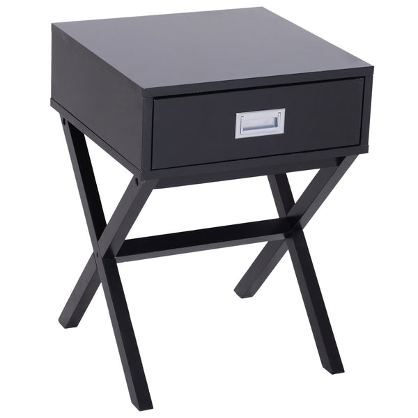 Table de Chevet Style Industriel avec Tiroir en Bois Noir 40x40x55 cm online