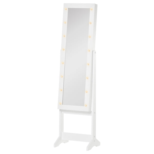 Miroir sur Pied Meuble à Bijoux Ajustable et Lumières LED Blanches 36x30x136 cm prezzo