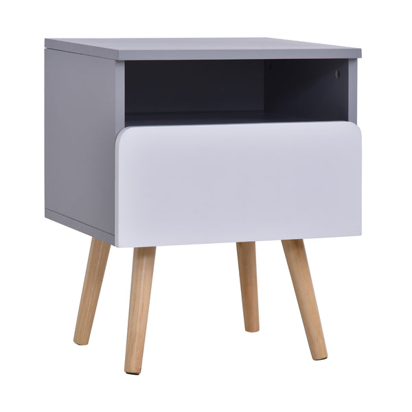 Table de Chevet 1 Tiroir 40x34,3x50 cm en Bois MDF Gris et Blanc online