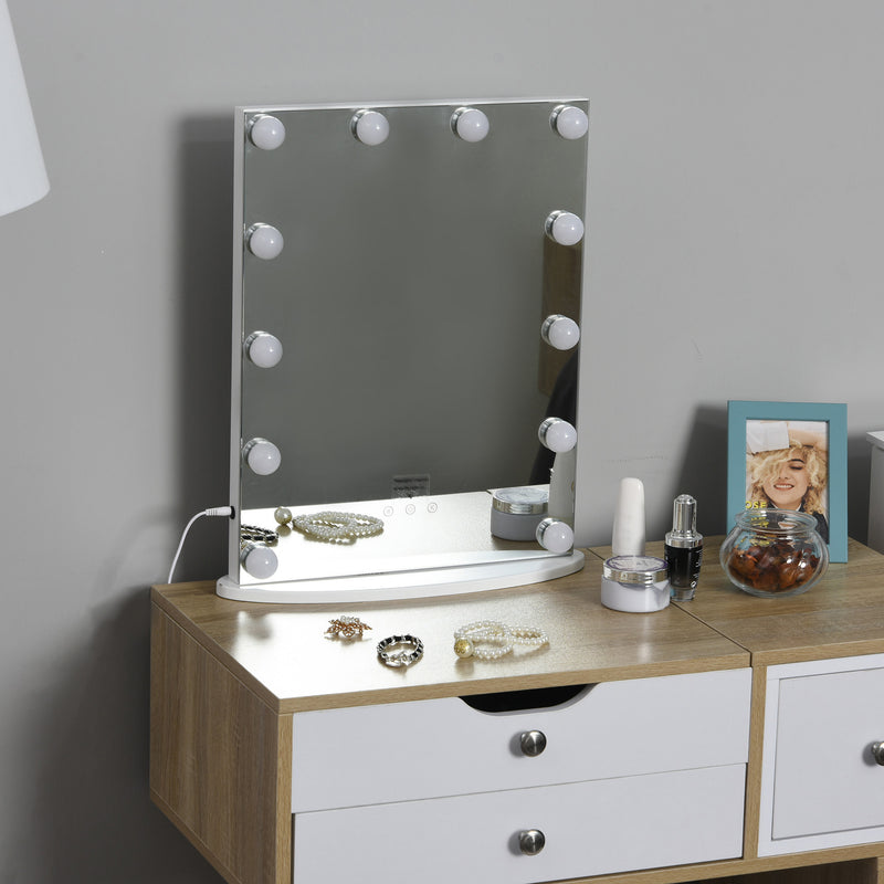 Specchio da Tavolo con LED 41,5x13,5x51 cm per Trucco Make up -4