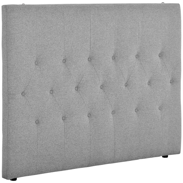 Tête de lit double 160x7x120 cm en tissu effet lin matelassé gris acquista