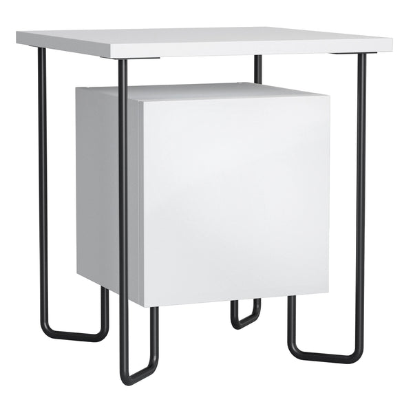Table de chevet avec armoire et étagère 40x40x45 cm en bois et métal blanc prezzo