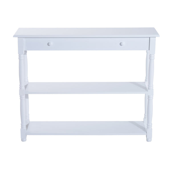 Table console avec étagères en bois blanc 100x30x80 cm sconto