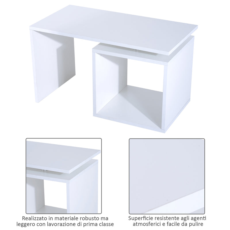 Tavolino da Salotto in Legno MDF Bianco Opaco 77x40x44 cm -8