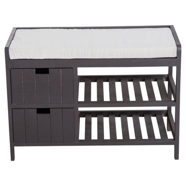Banc de rangement d'entrée avec tiroirs et étagères en bois gris 69x34x48 cm online