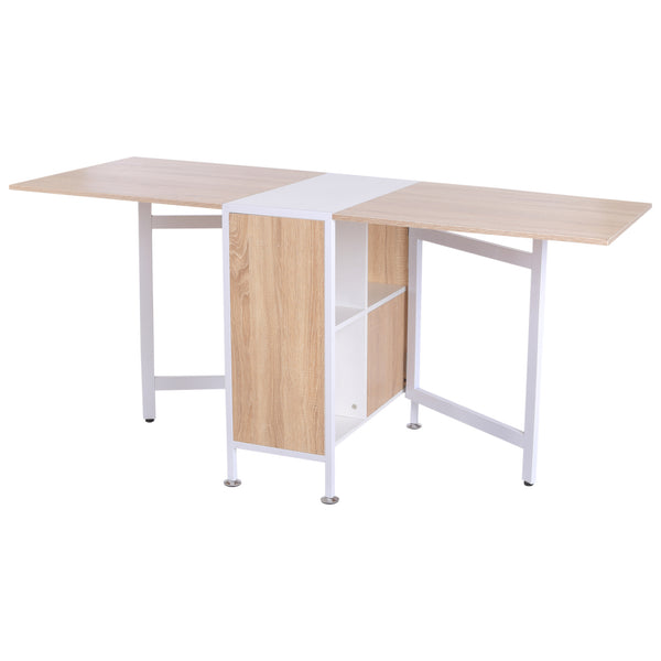 acquista Table Pliante Gain de Place avec 4 Compartiments Chêne et Blanc 169x62x75 cm