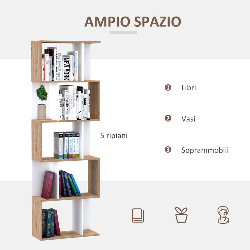 Libreria da Muro Moderna 5 Ripiani in Legno Bianco 60x24x1184.5 cm -4