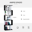 Libreria da Muro Moderna 5 Ripiani in Legno Bianco e Nero 60x24x1184.5 cm -4