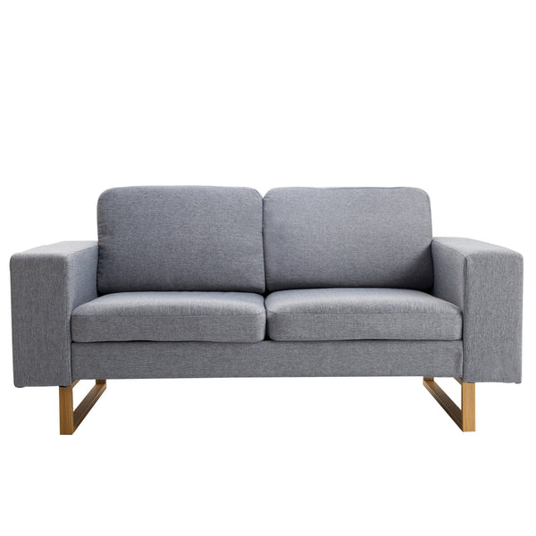 Canapé 2 places avec coussins en tissu lin gris 160x82x78 cm online