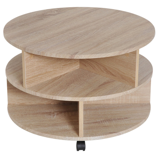 Table basse ronde avec étagères en bois de chêne Ø60x39,5 cm sconto