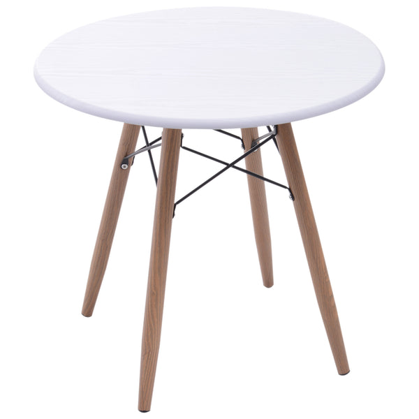 online Table Basse Ronde en Bois et Métal Blanc Ø60x55 cm