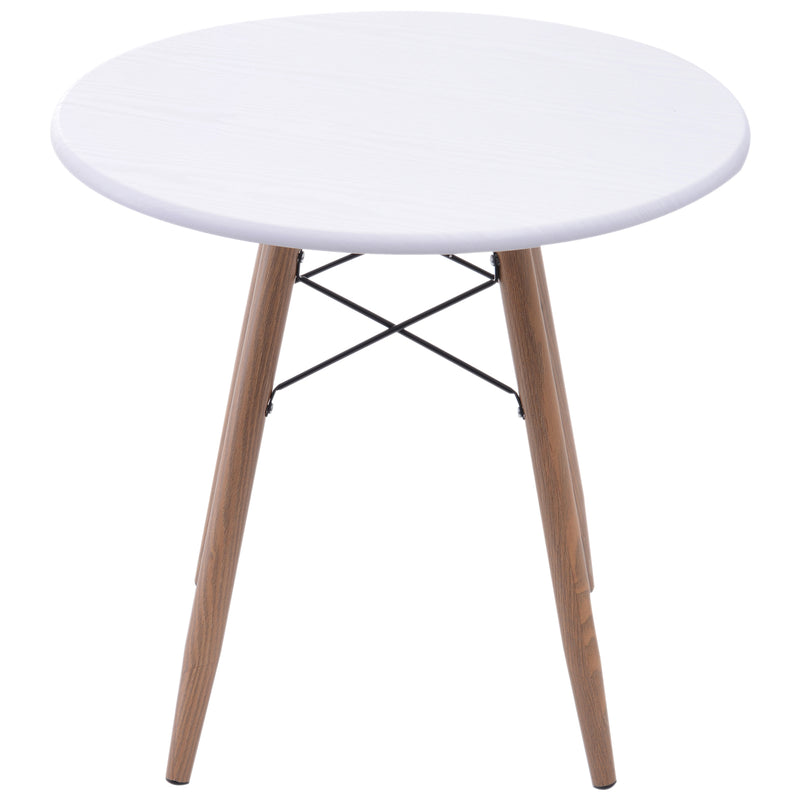 Tavolino da Caffè Rotondo in Legno e Metallo Bianco Ø60x55 cm -3