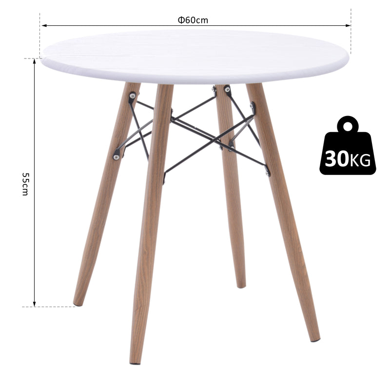 Tavolino da Caffè Rotondo in Legno e Metallo Bianco Ø60x55 cm -7
