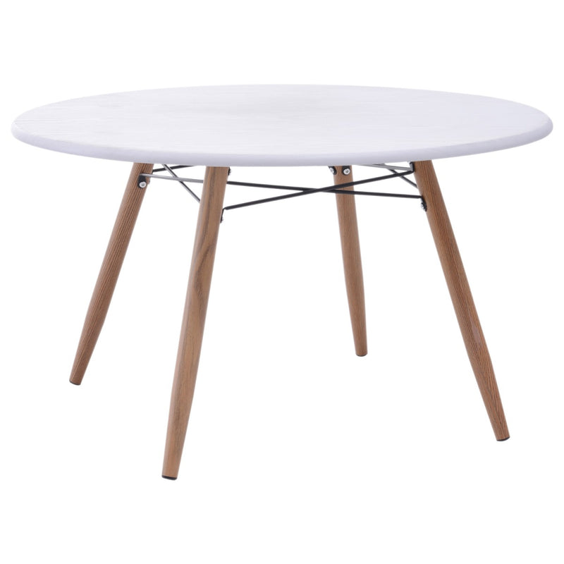 Tavolino da Caffè Rotondo in Legno e Metallo Bianco Ø80x45 cm -1