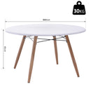 Tavolino da Caffè Rotondo in Legno e Metallo Bianco Ø80x45 cm -3