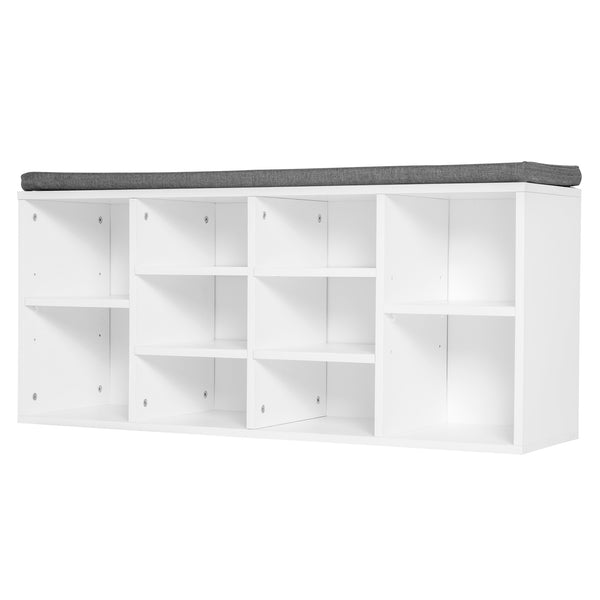 Banc étagère à chaussures avec étagères réglables en bois blanc et gris 104x30x48 cm online