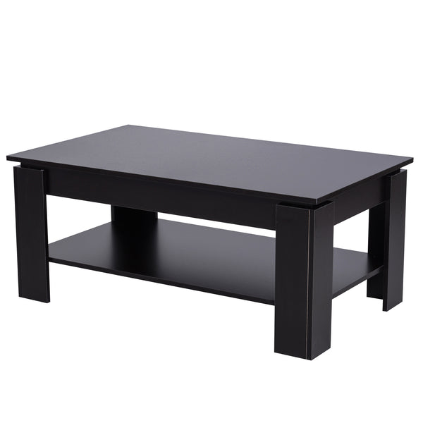 Table Basse 2 Niveaux en Bois Noir 110x65x47 cm prezzo