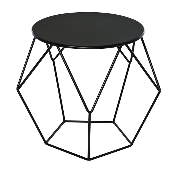 acquista Table Basse Design Géométrique en Acier Noir 54x54x44 cm