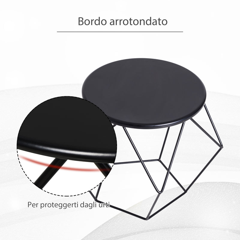 Tavolino Geometrico di Design in Acciaio Nero 54x54x44 cm -5