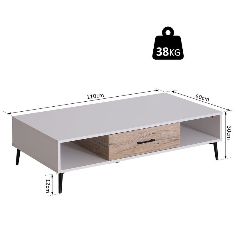 Tavolino da Caffè da Salotto Soggiorno Design Moderno Bianco 110x60x30 cm -3