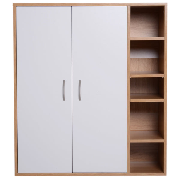 online Buffet avec 2 portes et 5 étagères en bois et blanc 80x32x90,5 cm