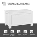 Baule Cassapanca Pouf Contenitore  81x40x46 cm in Legno e MDF Bianco-4