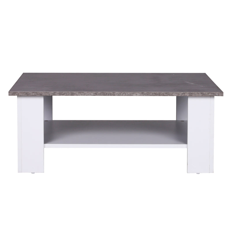 Tavolino da Soggiorno in Legno Effetto Cemento 80x80x31.5 cm -3