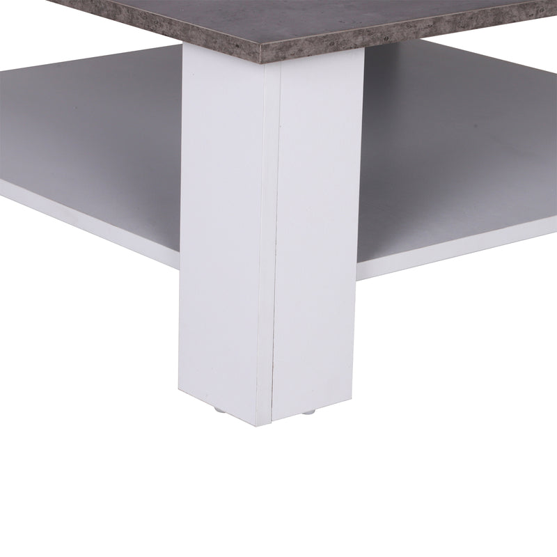 Tavolino da Soggiorno in Legno Effetto Cemento 80x80x31.5 cm -4