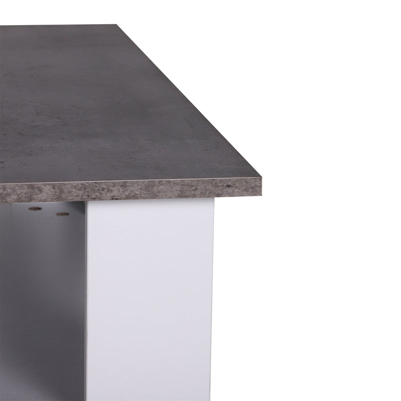Tavolino da Soggiorno in Legno Effetto Cemento 80x80x31.5 cm -5