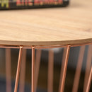 Set 2 Tavolini Contenitori Ripiano Rimovibile in Metallo e MDF Oro Rosa e Legno-8