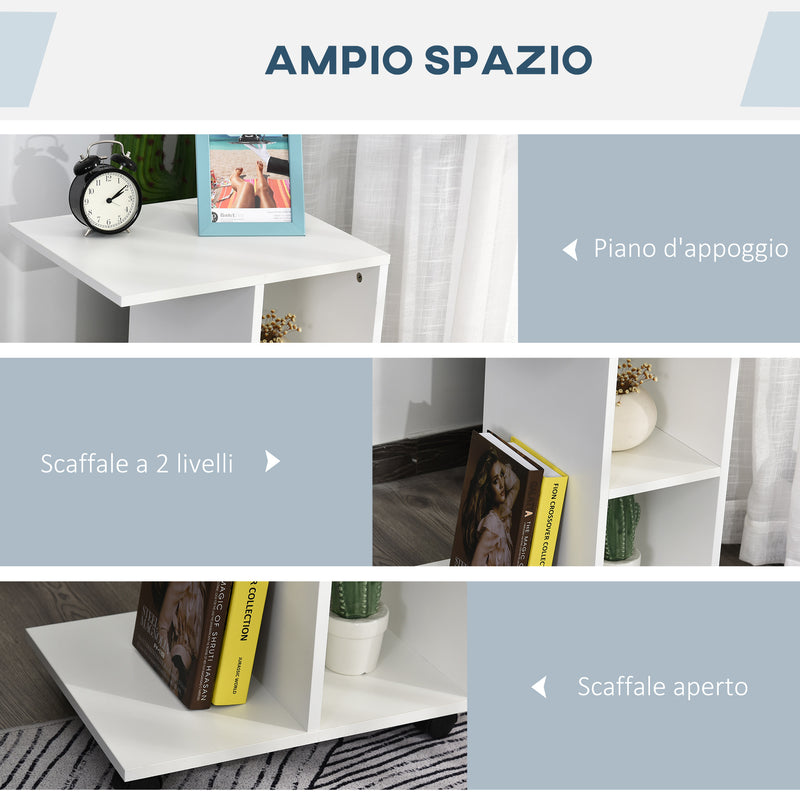 Tavolino da Salotto 45x35x58 cm 2 Ripiani con Ruote Bianco-6