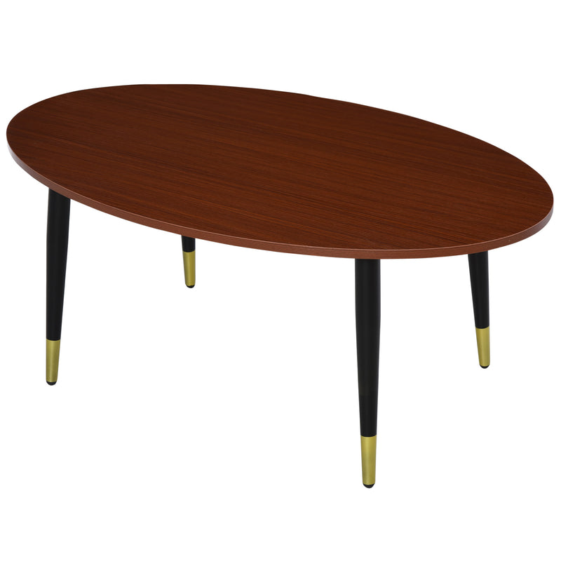 Tavolino Ovale da Caffè 100x60x42 cm in Legno e Acciaio -1