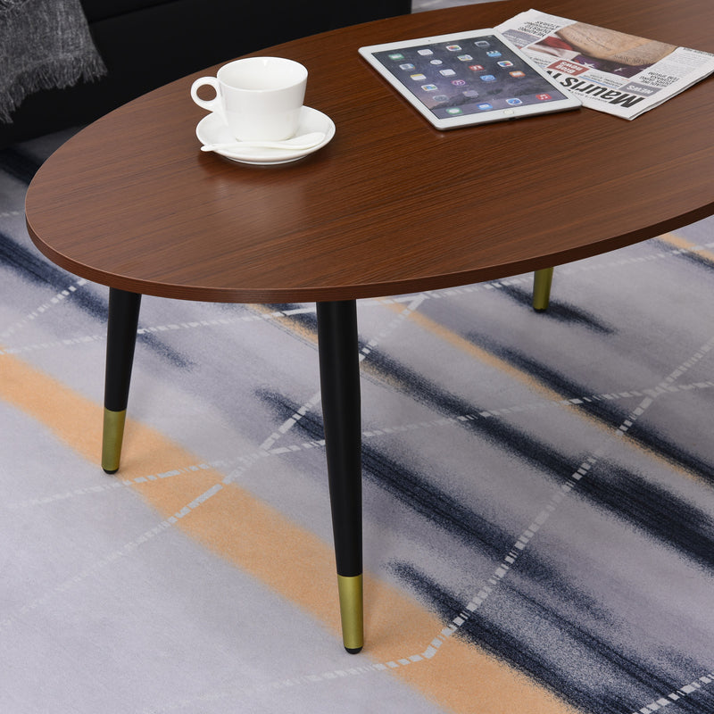 Tavolino Ovale da Caffè 100x60x42 cm in Legno e Acciaio -6