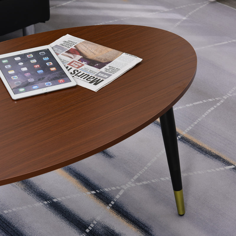 Tavolino Ovale da Caffè 100x60x42 cm in Legno e Acciaio -7