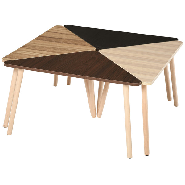 online Set de 4 Tables Basses Triangulaires Modulaires 80x40x42,5 cm en Bois