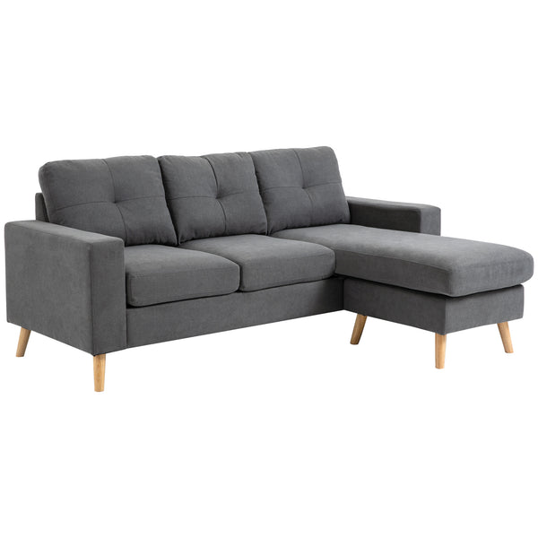 Canapé d'angle 3 places en lin avec péninsule grise online