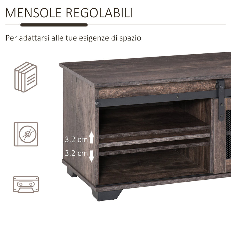 Tavolino Basso con Anta Scorrevole 100x45x45 cm in Legno Marrone Scuro-5