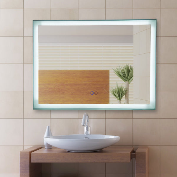 online Miroir avec Lampe Led et Anti-buée en Aluminium Chromé Argent 80x60 cm