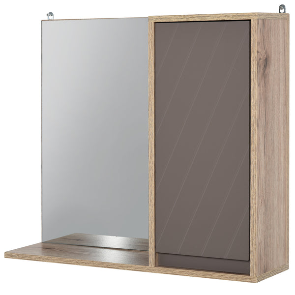 Miroir de salle de bain 1 porte en MDF 57x14,2x49,2 cm Gris et Chêne acquista