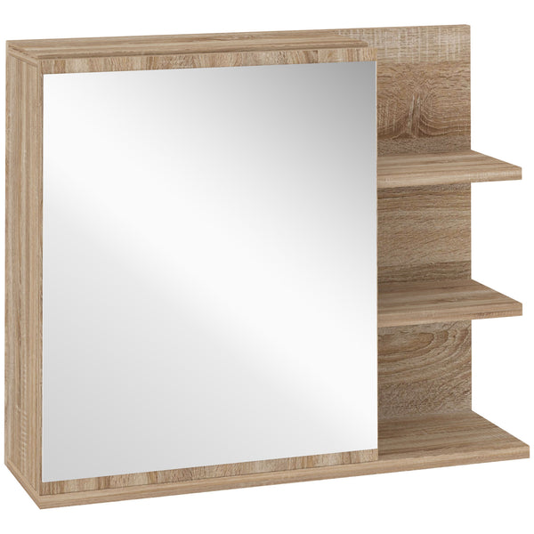 Miroir de salle de bain mural 60x18x50 cm avec porte et 3 étagères latérales en bois acquista