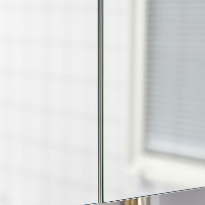Pensile da Bagno con Specchio 2 Ante 60x15x75 cm in MDF Bianco-8