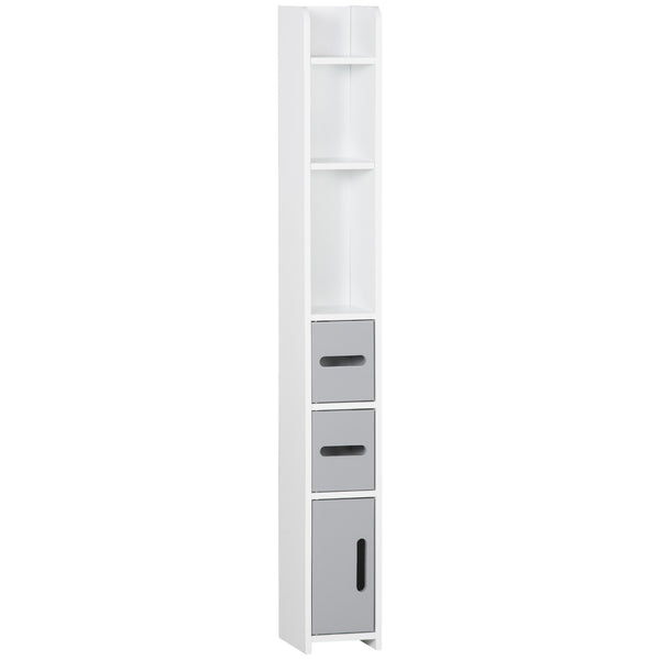 Meuble colonne avec étagères et caissons 15x17x120 cm en MDF et aggloméré blanc et gris online