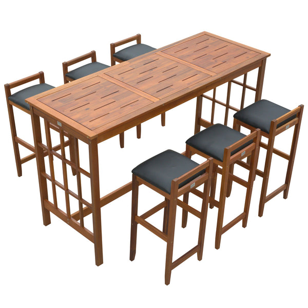 Ensemble de salle à manger table haute 6 tabourets en bois assise rembourrée acquista