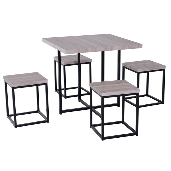 online Ensemble de salle à manger table et 4 tabourets en bois et acier