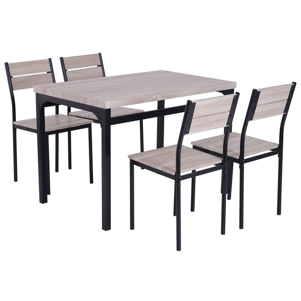 Ensemble de salle à manger table et 4 chaises en bois et métal noir online
