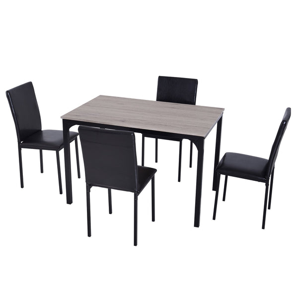 prezzo Ensemble de salle à manger et 4 chaises rembourrées en cuir d'acier et bois industriel