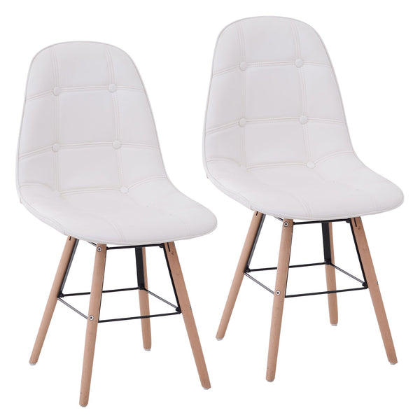 sconto Lot de 2 chaises de salle à manger rembourrées design avec pieds en métal et bois crème