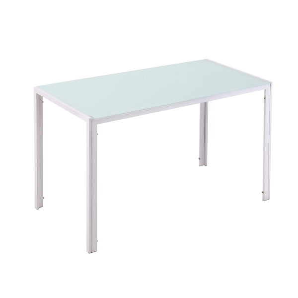 Table Rectangulaire 120x60x75 cm en Métal et Verre Trempé Blanc acquista