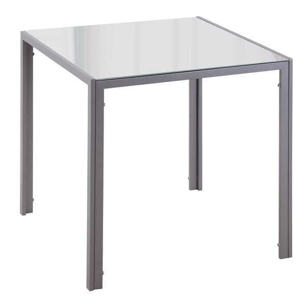 Table Carrée 75x75x75 cm en Métal et Verre Trempé Gris prezzo