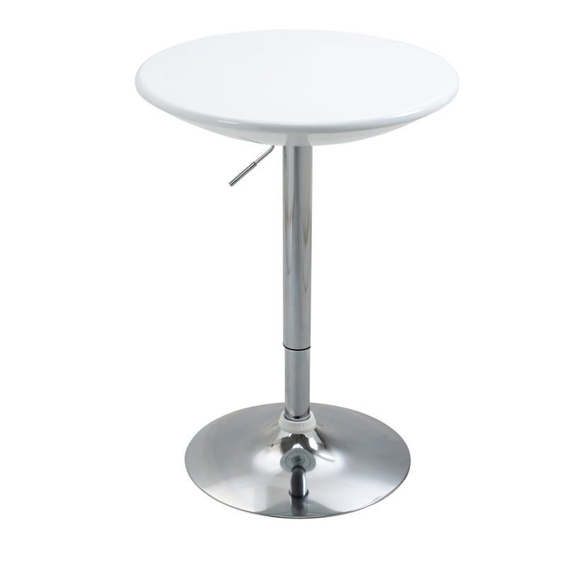 Tavolino da Bar Ø61x76-97 cm in Acciaio e ABS Bianco-1